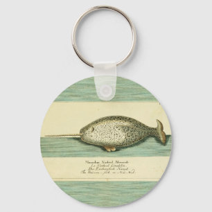 Porte-clés Narwhal Antique Baleine Aquarelle Art scientifique