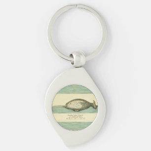 Porte-clés Narwhal Antique Baleine Aquarelle Art scientifique