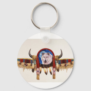 Porte-clés Natif américain de bouclier de loup