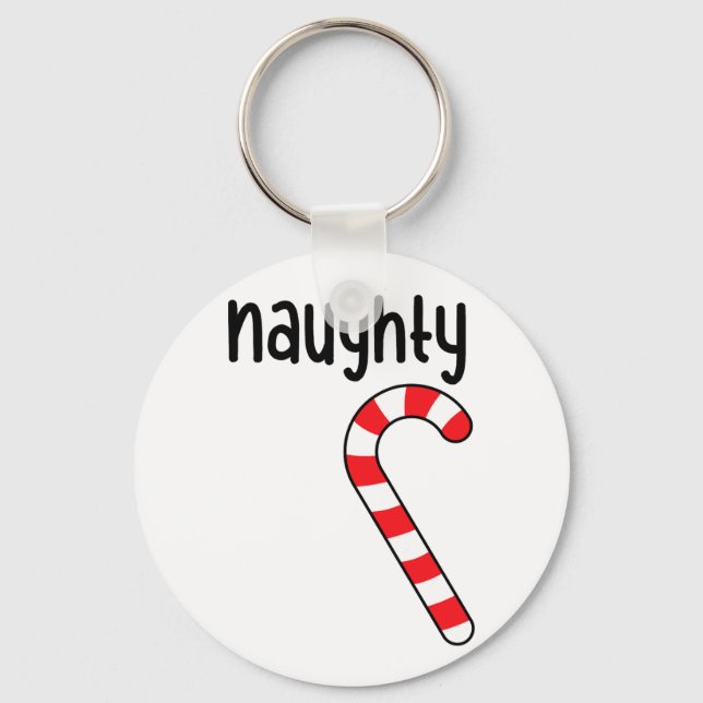 Porte-clés Naughty Nice Matching Couples Pajamas de Noël (Recto)