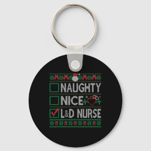 Porte-clés Naughty Nice Travail Et Livraison Infirmière Noël