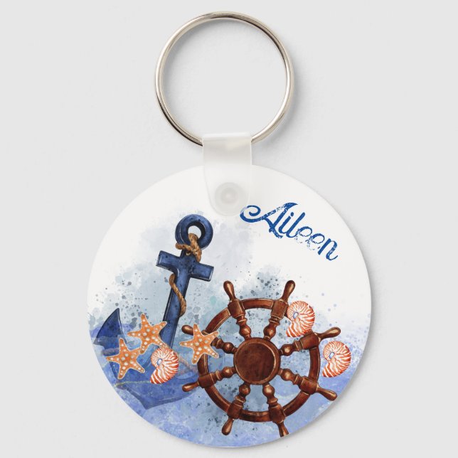 Porte-clés Nautical Beach Wedding Bridesmaid Cadeau (Recto)