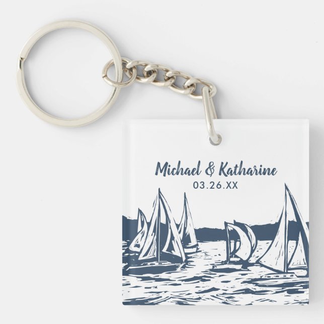 Porte-clés Nautical Sailboat Porte - clé Mariage Favoriser (Devant)