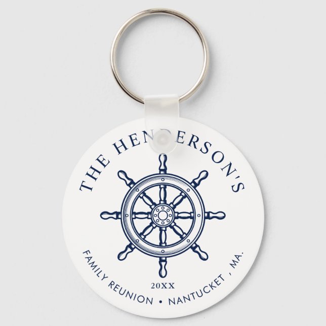 Porte-clés Nautique Thème Famille Réunion Bateau Roue (Recto)