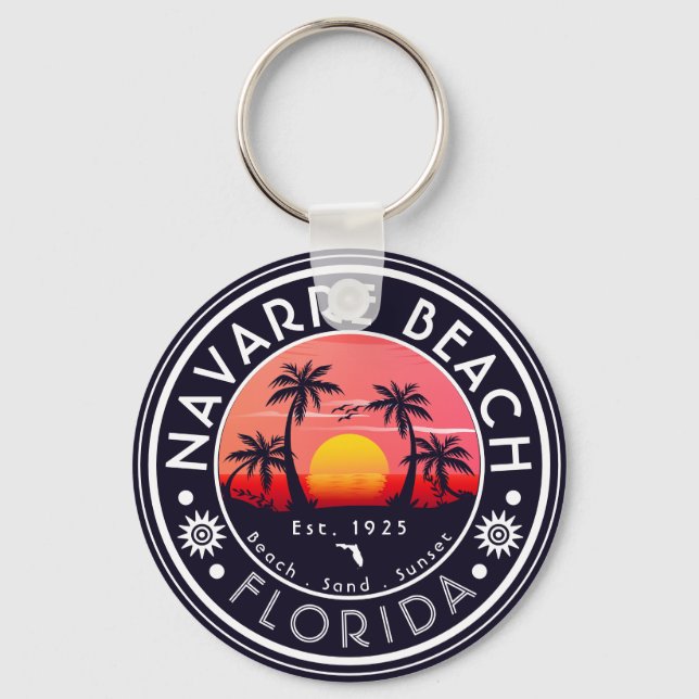 Porte-clés Navarre Beach Floride Sunset Beach Palm Tree 80s (Recto)