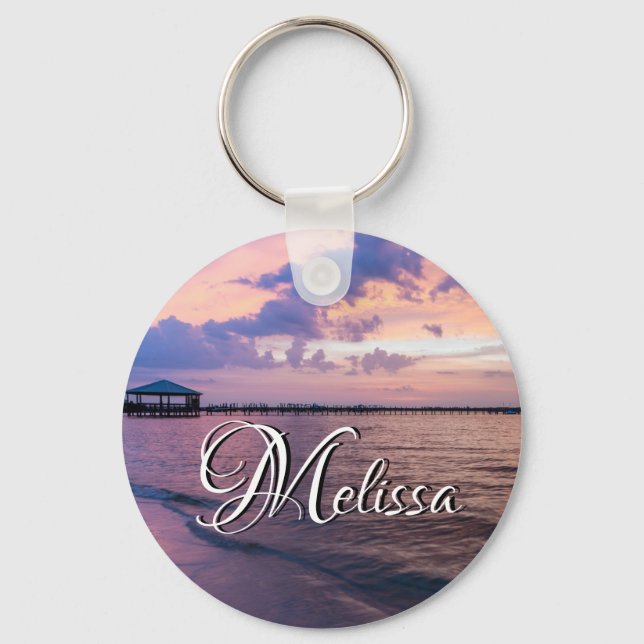 Porte-clés Navarre Beach Magique Heure Purple Sunset Porte -  (Recto)