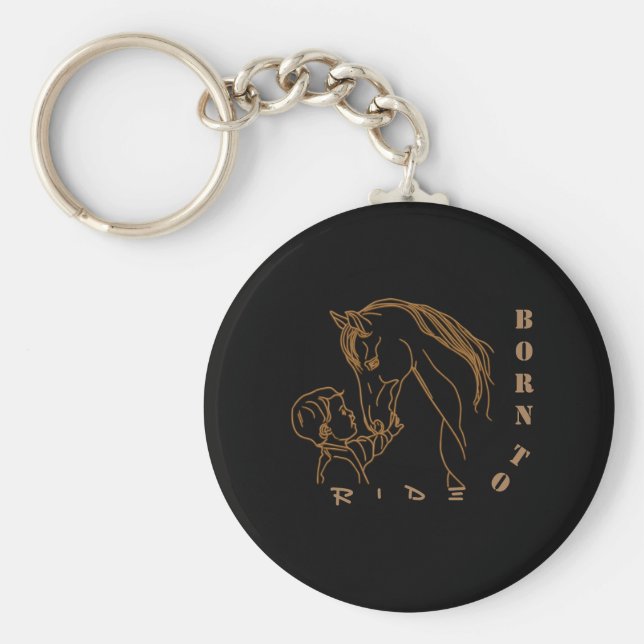 Porte-clés Né à bord Custom Equestrian (Devant)