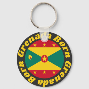 Porte-clés Né à Grenade   Drapeau de la Grenade mignon avec t