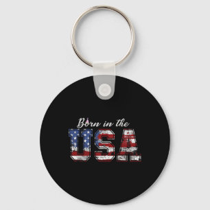 Porte-clés Né Aux Etats-Unis, 4 juillet Drapeau Shirt Us Anni