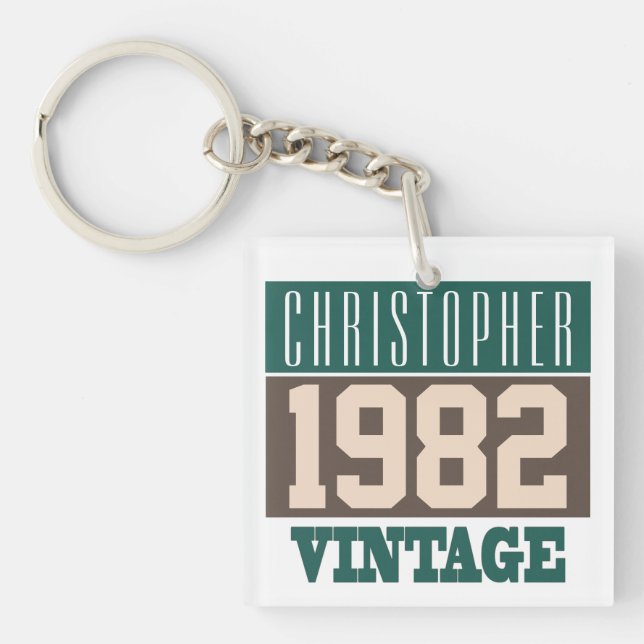Porte-clés Né en 1982, Cadeau personnalisé (Devant)