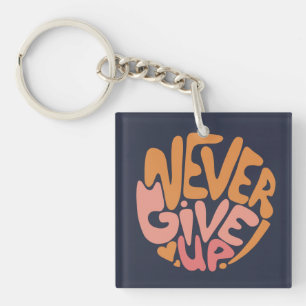 Porte-clés Ne jamais renoncer - Motivation rose et orange fon