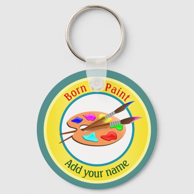 Porte-clés Né Pour Peindre Personnalisé (Recto)
