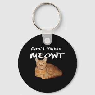 Porte-clés Ne stress pas Meowt - Orange Chat me stress Out