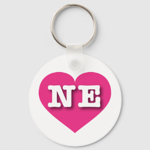 Porte-clés Nebraska Hot Pink Heart - I love NE