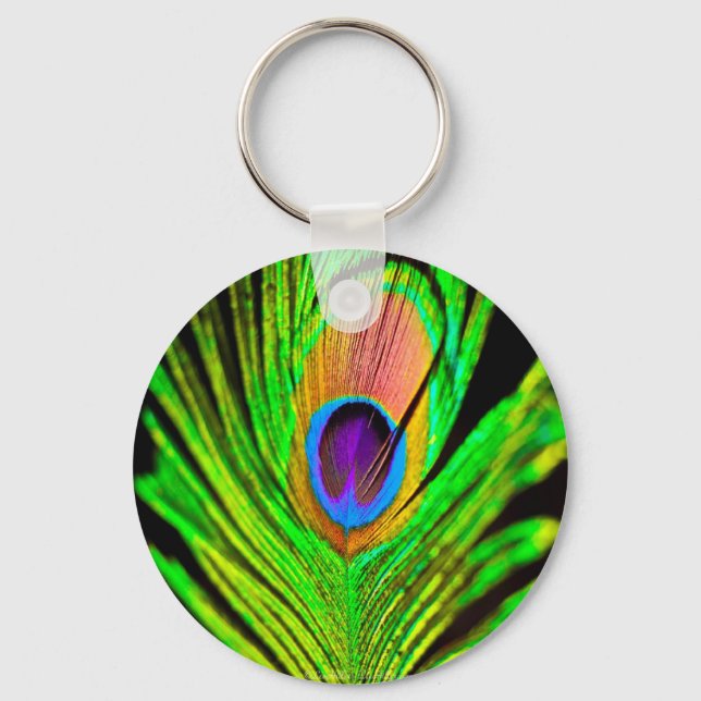 Porte-clés Neon Colors Peacock Feather (Recto)