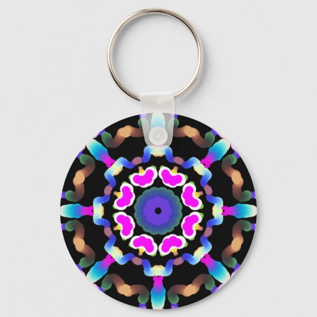Porte-clés *~* Neon Mandala méditatif spirituel (Recto)