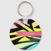 Neon Zebra Imprimer Porte - clé personnalisé