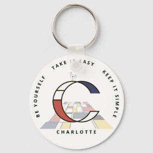 Porte-clés Neoplasticisme impressionnant Art Monogramme. Lett