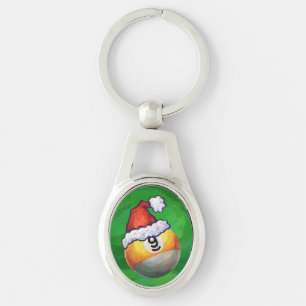 Porte-clés Neuf boule à Santa Hat sur Vert