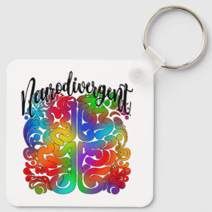 Porte-clés Neurodivergent Rainbow Cerveau pour l'acceptation 