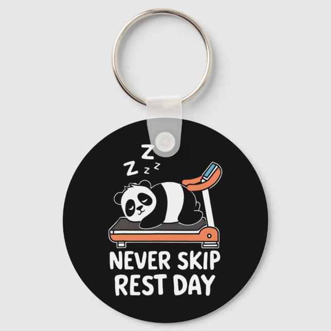 Porte-clés Never Skip Rest Day Funny Bodybuilding Panda Worko (Recto)