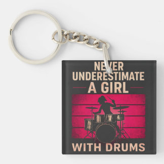 Porte-clés Never Underestimate a Girl With Drums,Retro Female