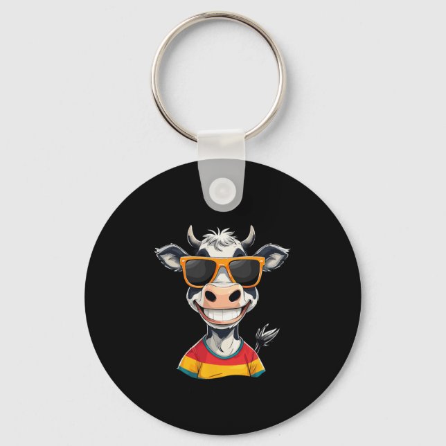 Porte-clés New Glarus Wi Usa Funny Cow Cartoon Design  (Recto)