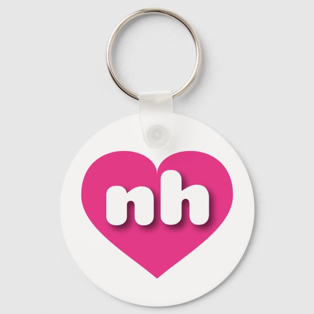 Porte-clés New Hampshire coeur rose chaud - J'aime nh (Recto)