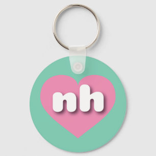 Porte-clés New Hampshire coeur rose - J'aime nh