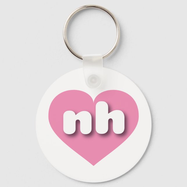 Porte-clés New Hampshire coeur rose - J'aime nh (Recto)