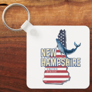 Porte-clés New Hampshire États-Unis Retro State Map
