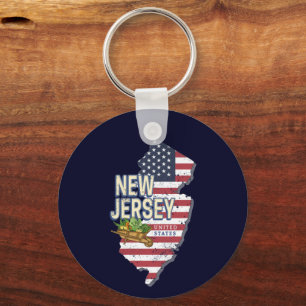 Porte-clés New Jersey United States Retro Map USA Souvenir