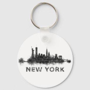 Porte-clés New York Dark-White Skyline v07
