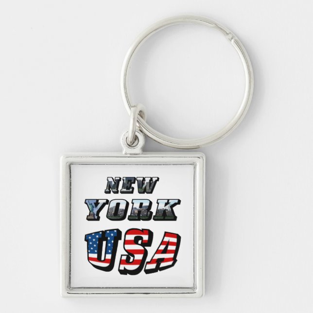 Porte-clés New York Picture et USA Text (Devant)