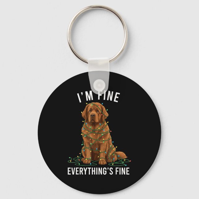 Porte-clés Newfoundland Dog Christmas I'm Fine Everything Is  (Recto)