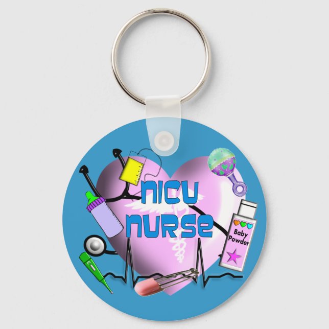 Porte-clés NICU Infirmière rose Coeur Design Cadeaux (Recto)