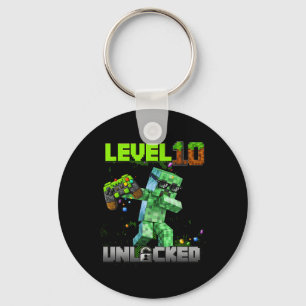 Porte-clés Niveau 10 déverrouillé - Anniversaire Garçon Pixel