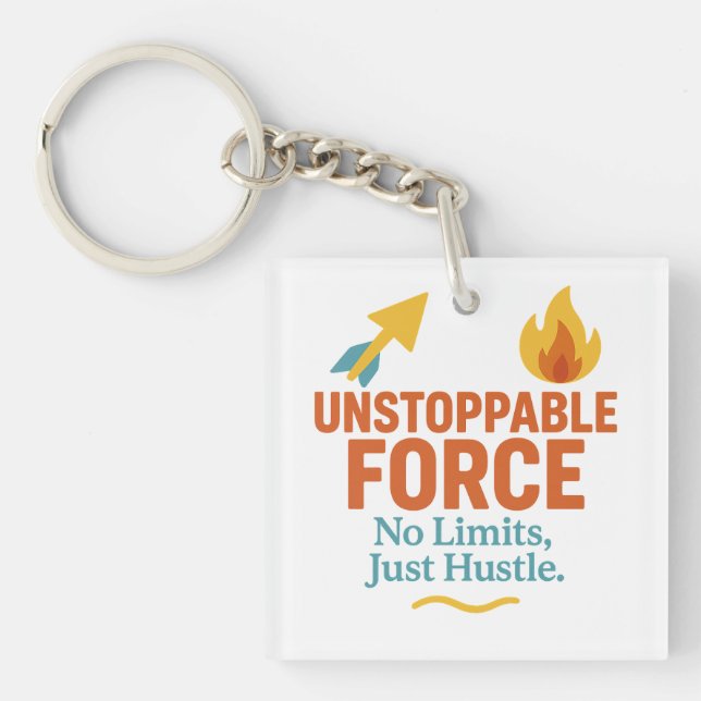 Porte-clés No Limits, Just Hustle | Motivational Acrylic Keyc (Devant)