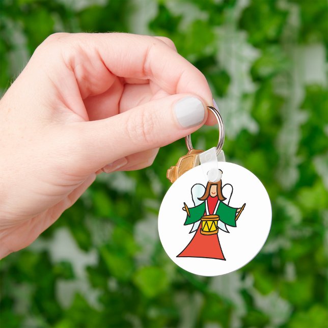 Porte-clés Noël Angel Drummer Fête Musique Design (Créateur téléchargé)