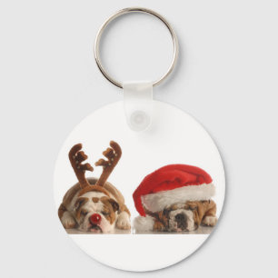 PORTE-CLÉS NOËL BULLDOGS ROUND VACANCES PORTE - CLÉ