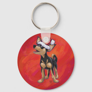 Porte-clés Noël Chihuahua en rouge