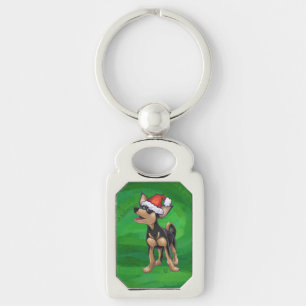 Porte-clés Noël Chihuahua sur vert