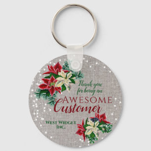 Porte-clés Noël Client Merci Floral Burlap