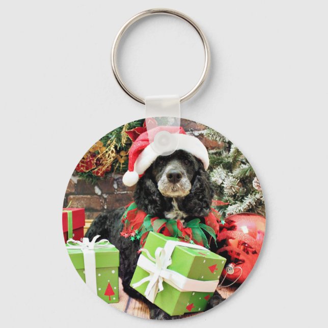 Porte-clés Noël - Cockapoo - Baxter (Recto)