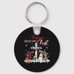 Porte-clés Noël Commence Avec Christ Snowman Christian Rel
