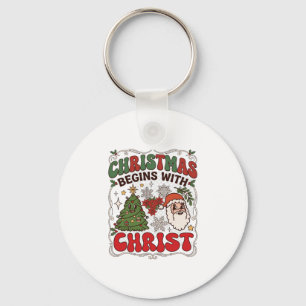 Porte-clés Noël Commence Christ Père Noël Arbre Flocon de Nei