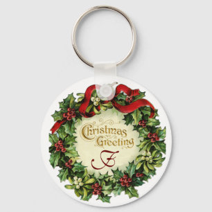 PORTE-CLÉS NOËL COURONNE AVEC MISTLETOES ET BERRIES SAINES