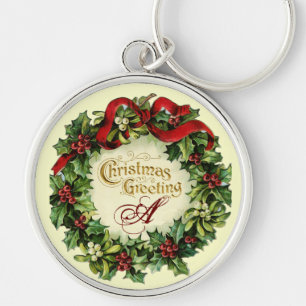 PORTE-CLÉS NOËL COURONNE AVEC MISTLETOES ET BERRIES SAINES