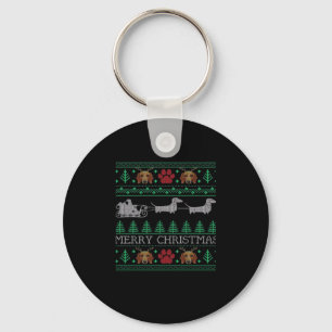Porte-clés Noël Dachshund Wiener Dog Dachshund Ugly Chri