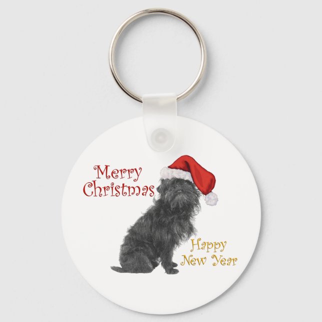 Porte-clés Noël d'Affenpinscher (Recto)